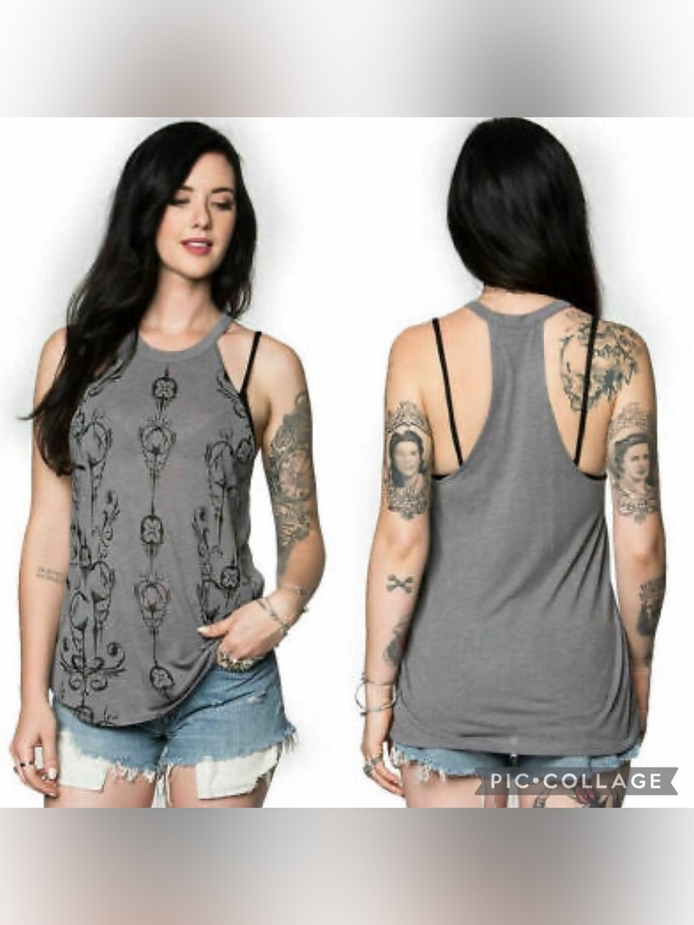 Metal Mulisha Gray Glam Halter Tank (L)